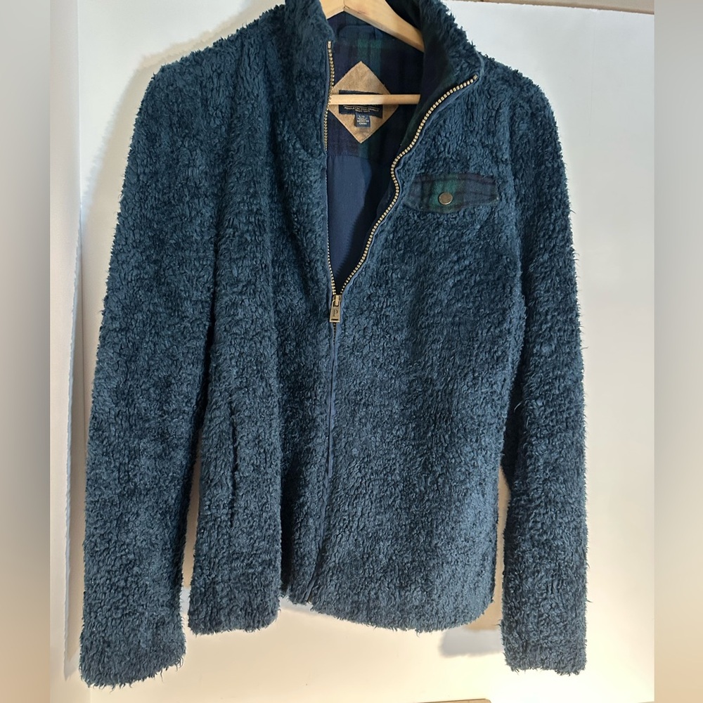 Pendleton Blue and Green Wool / polyester front zipper Jacket SZ L W/lining